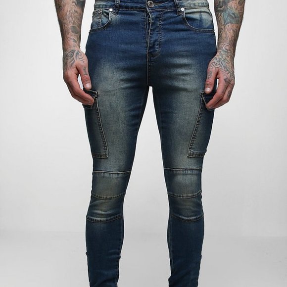 Boohoo Man Size 34R Super Skinny Cuff Pocket Jeans - Picture 1 of 11